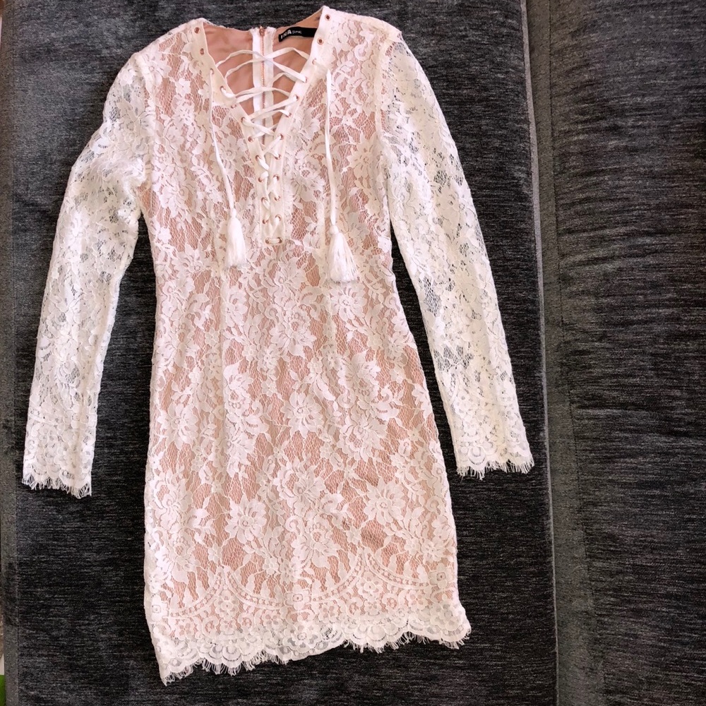 Stunning White Lace Copper Detail Dress